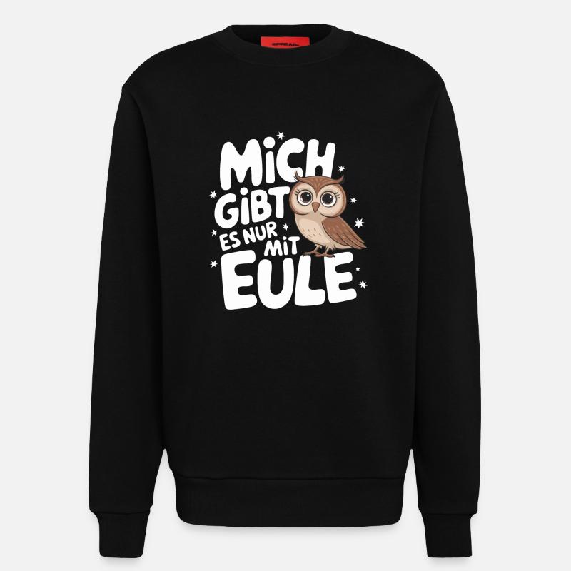Nachteule Eule Eulen Vogel - Sweatshirt - made by SPREAD  - SOLID BLACK