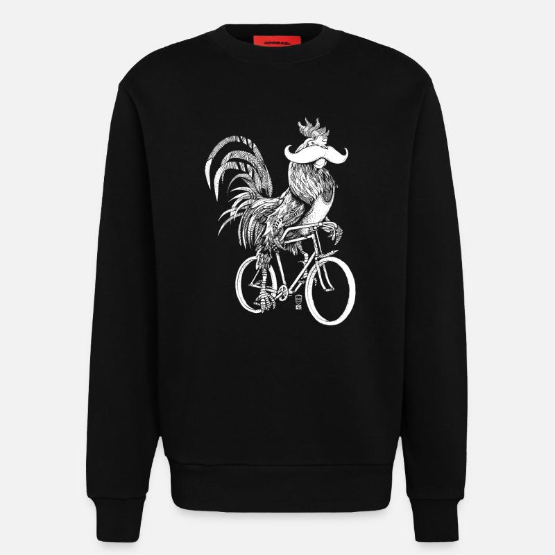 Rooster & Bicycles - white version - Sweatshirt - made by SPREAD  - SOLID BLACK