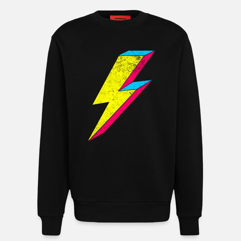 Neon Blitz Lightning Design 70s 80s - Sweatshirt - made by SPREAD  - SOLID BLACK