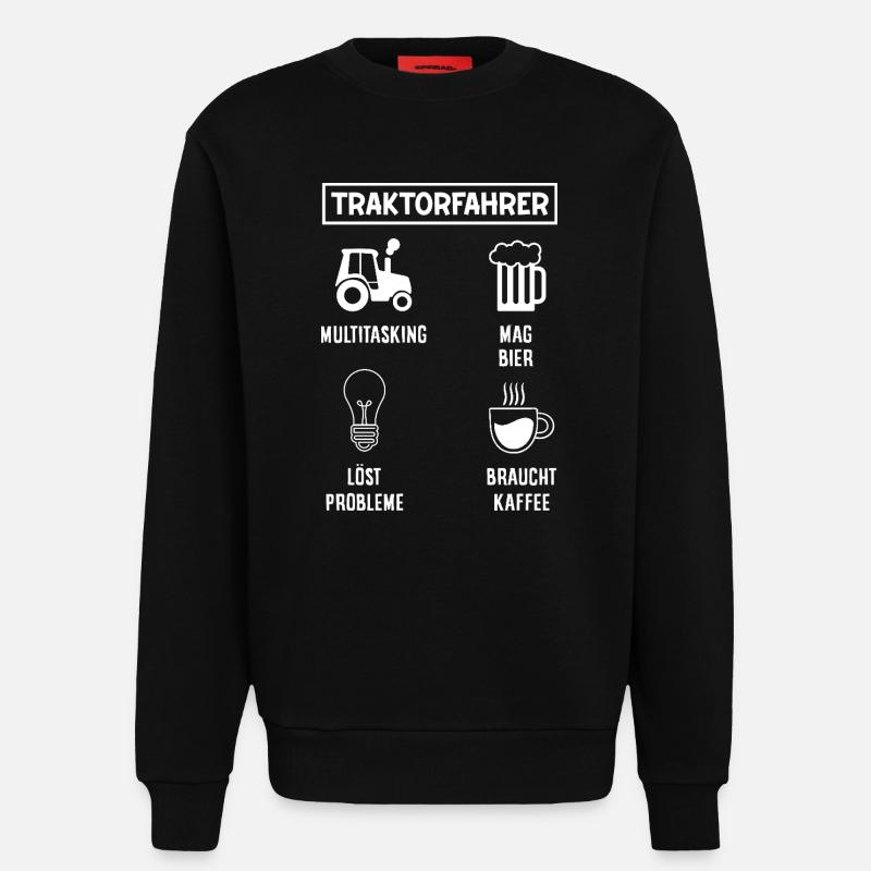Traktorfahrer Kaffee Bier Multitasking - Sweatshirt - made by SPREAD - SOLID BLACK