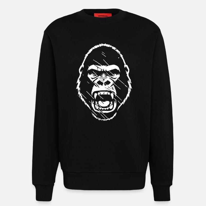 wuetender-gorilla-stencil-grunge-vector_path130 - Sweatshirt - made by SPREAD  - SOLID BLACK
