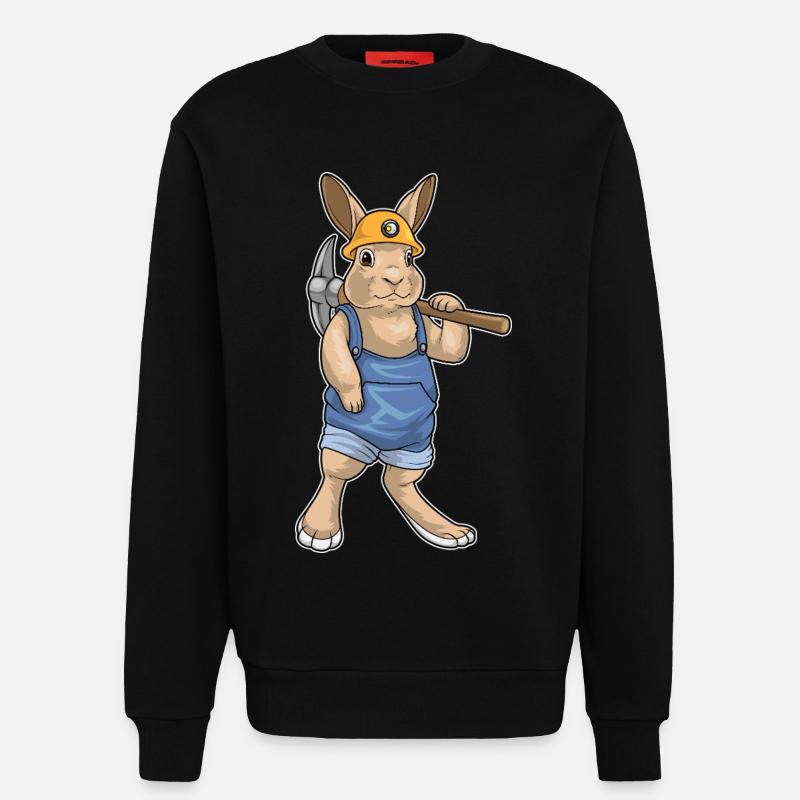 Rabbit Miner Pickaxe Mining - Sweatshirt - made by SPREAD - SOLID BLACK