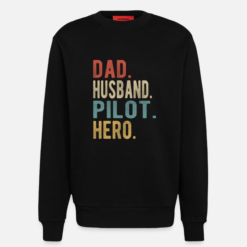 Pilot Papa Ehemann Held - Sweatshirt - made by SPREAD  - SOLID BLACK