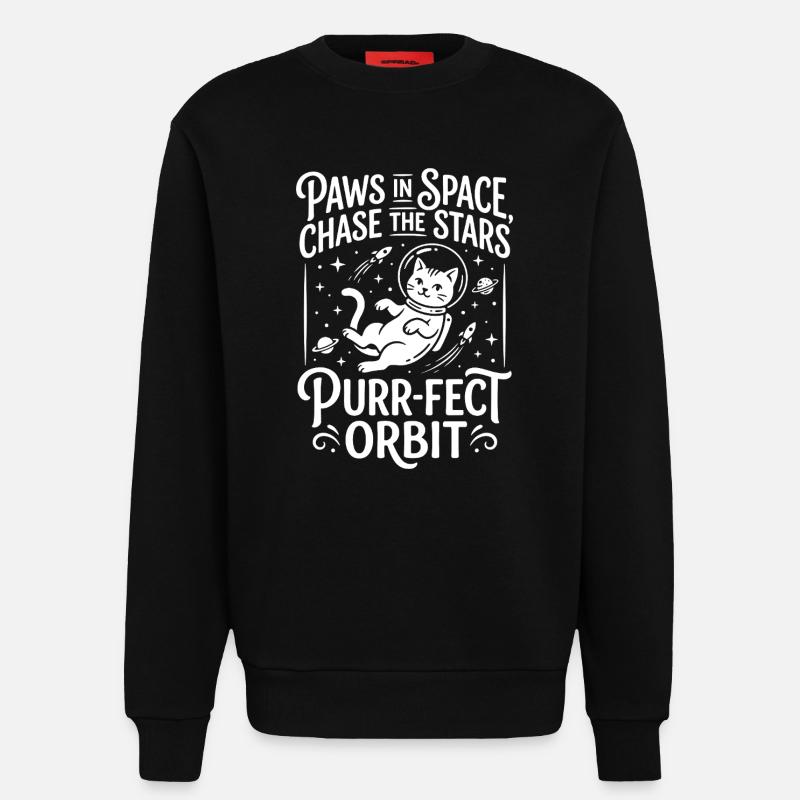 Pattes dans l’espace – Orbite Ronron-parfaite - Sweat bio décontracté fabriqué en UE - SOLID BLACK