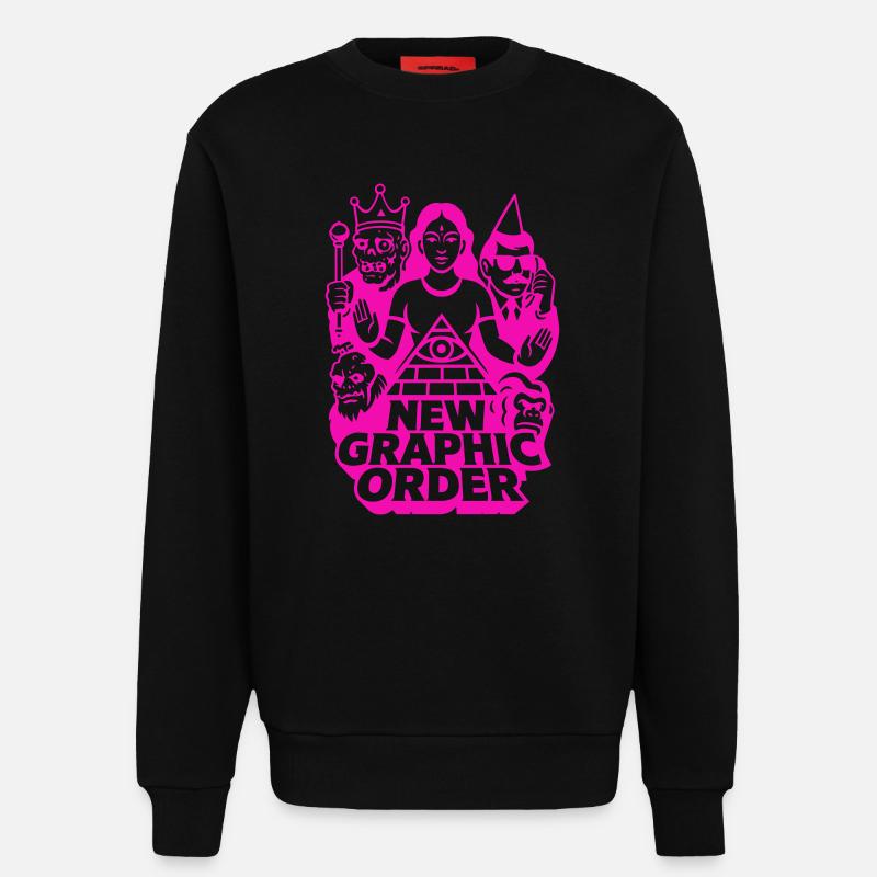 Nouvelle commande graphique Pulp Art rose - Sweat bio décontracté fabriqué en UE - SOLID BLACK