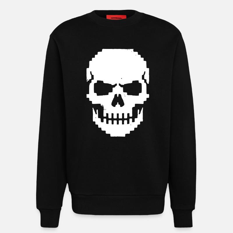 Pixel Schädel Kiefer 8-Bit - Sweatshirt - made by SPREAD  - SOLID BLACK