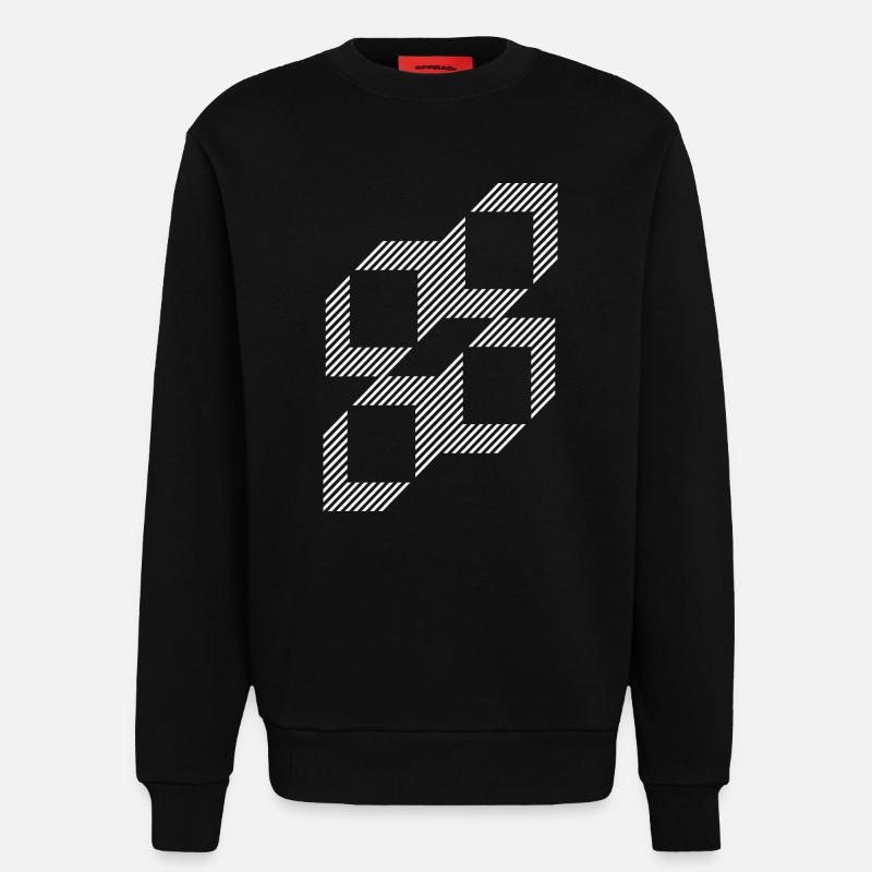 Geometric Stripe Squares Grid - Sweatshirt - made by SPREAD  - SOLID BLACK