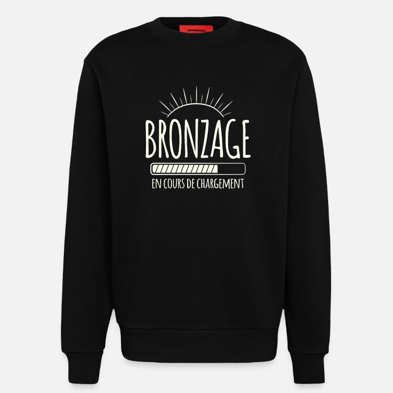 Tan Loading, Summer, Vacation, French - Sweatshirt - made by SPREAD  - SOLID BLACK