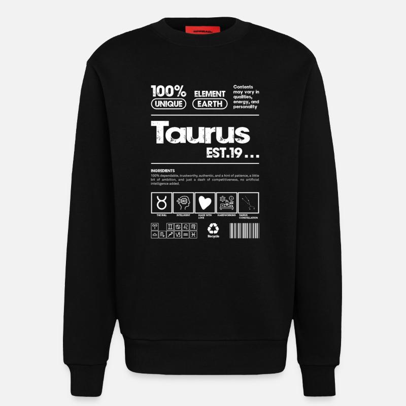 Taurus Retro Glyphs Tee - Sweatshirt - made by SPREAD  - SOLID BLACK