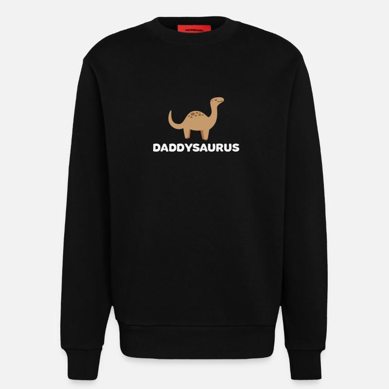 Daddysaurus Funny Dinosaur Daddy Gift - Sweatshirt - made by SPREAD  - SOLID BLACK