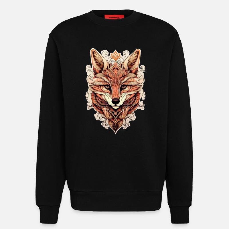 Fuchs Ornamenteler Stil - Boho - Sweatshirt - made by SPREAD  - SOLID BLACK
