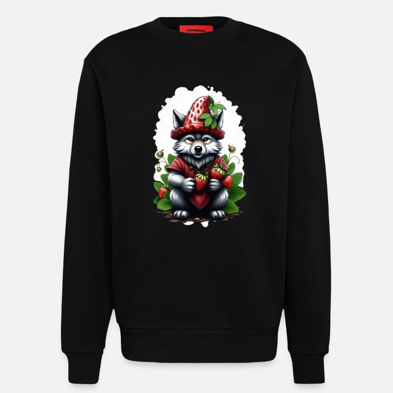 Wolf Erdbeere 2 - Sweatshirt - made by SPREAD - SOLID BLACK
