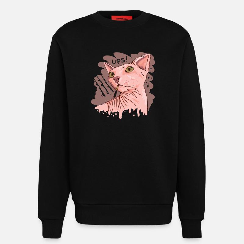 Sphynx Katze mit Zigarette - Sweatshirt - made by SPREAD  - SOLID BLACK