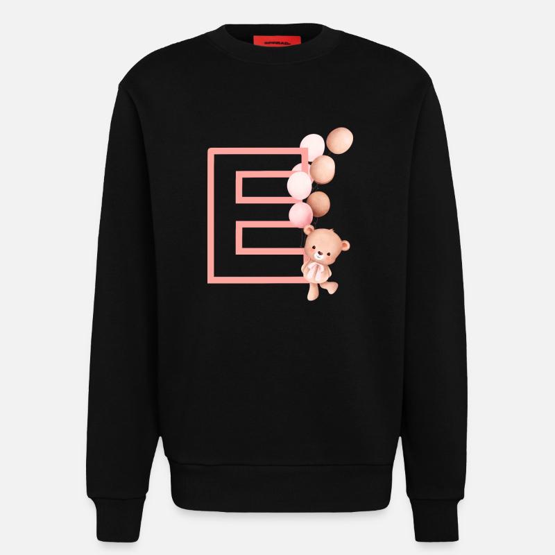 Letter e pink bear - Sweatshirt - made by SPREAD  - SOLID BLACK
