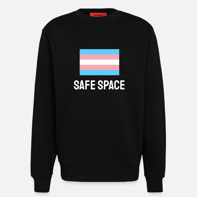 TRANS safe space - transgender pride - Sweatshirt - made by SPREAD  - SOLID BLACK