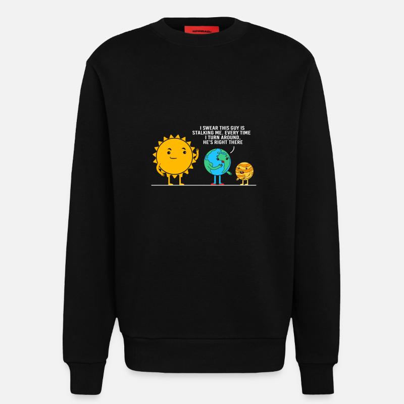 Univers du système solaire - Sweat bio décontracté fabriqué en UE - SOLID BLACK