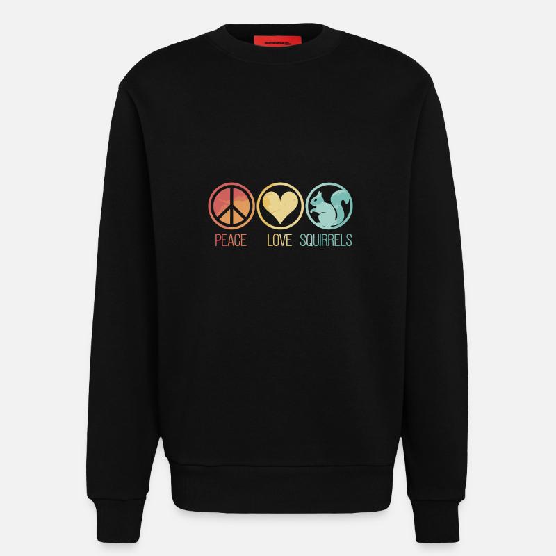 Peace Love Squirrels Squirrel - Sweatshirt - made by SPREAD  - SOLID BLACK