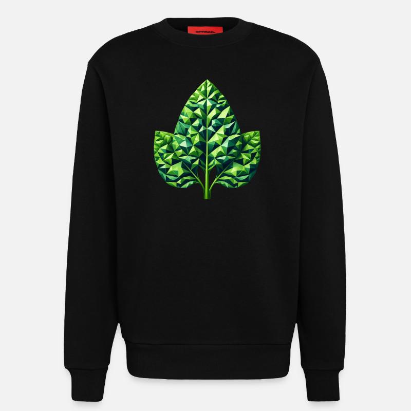 Épinards géométriques splendeur feuille verte - Sweat bio décontracté fabriqué en UE - SOLID BLACK