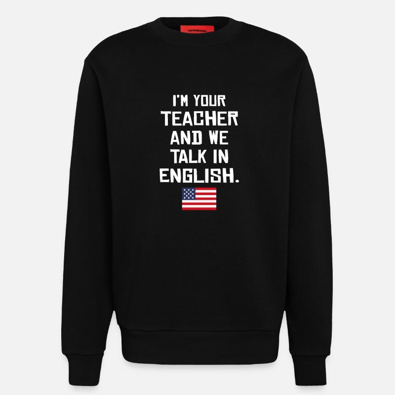 Professeur d’anglais américain - Sweat bio décontracté fabriqué en UE - SOLID BLACK