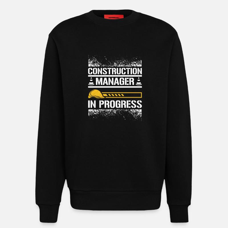 Construction manager in progress - Sweatshirt - made by SPREAD  - SOLID BLACK