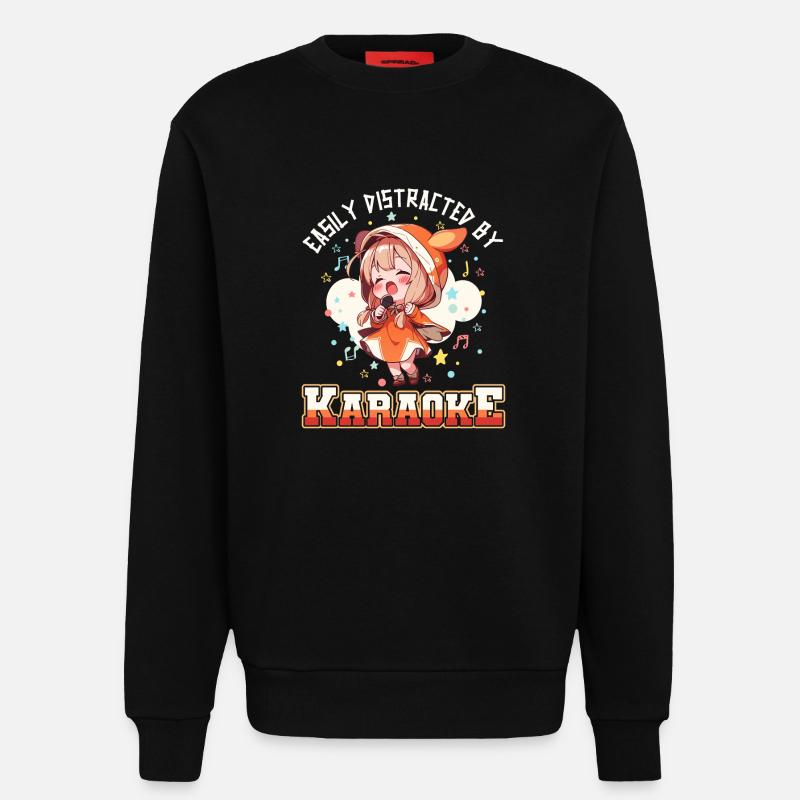 Easily distracted by Karaoke - Sweatshirt - made by SPREAD  - SOLID BLACK