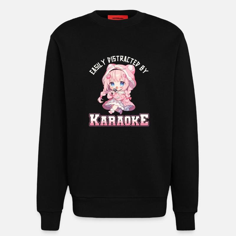 Easily distracted by Karaoke - Sweatshirt - made by SPREAD  - SOLID BLACK