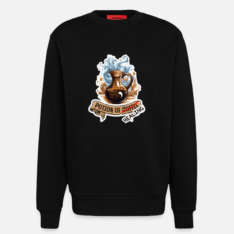 Kaffee oder Heiltrank? Fantasy Rollenspiel - Sweatshirt - made by SPREAD  - SOLID BLACK