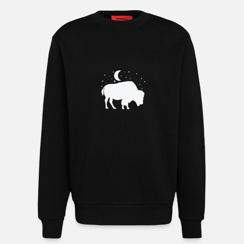 Bison im Mondschein - Sweatshirt - made by SPREAD  - SOLID BLACK