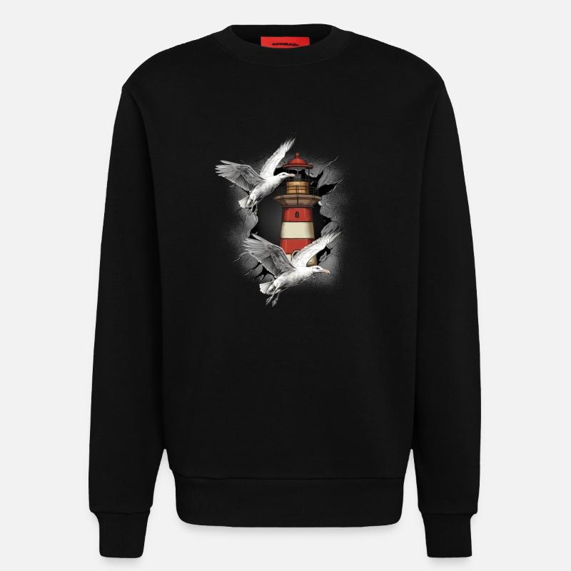 Lighthouses Lighthouse Seagull Seagulls - Sweatshirt - made by SPREAD - SOLID BLACK