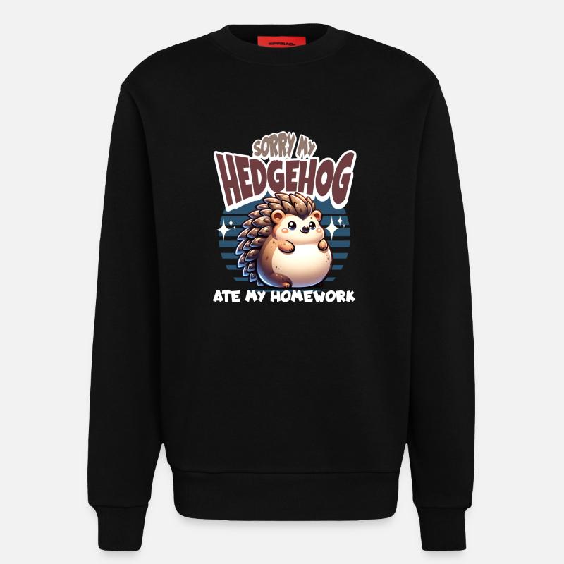 École de devoirs de hérisson - Sweat bio décontracté fabriqué en UE - SOLID BLACK