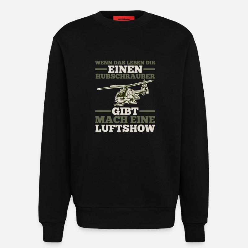 Pilot Helikopter Hubschrauber - Sweatshirt - made by SPREAD  - SOLID BLACK