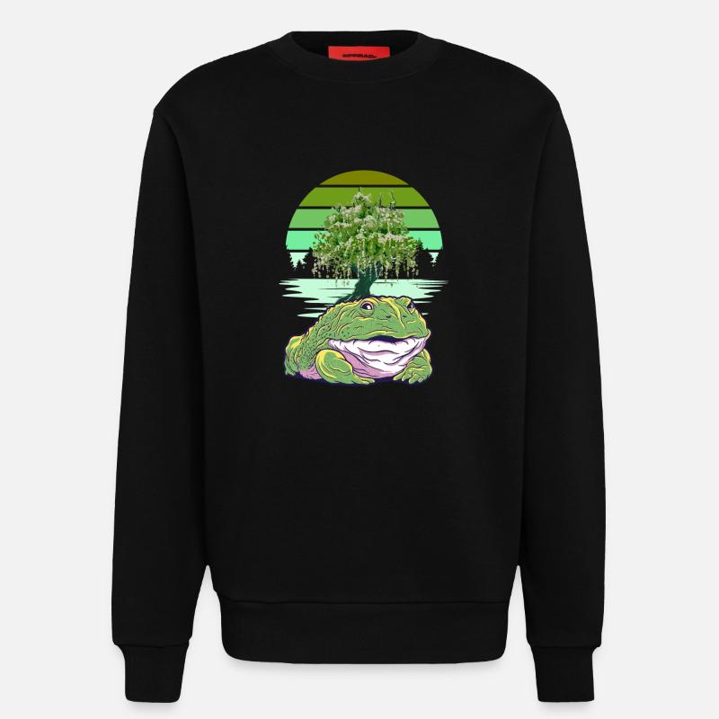 Grenouille Grenouilles Crapauds Crapauds - Sweat bio décontracté fabriqué en UE - SOLID BLACK