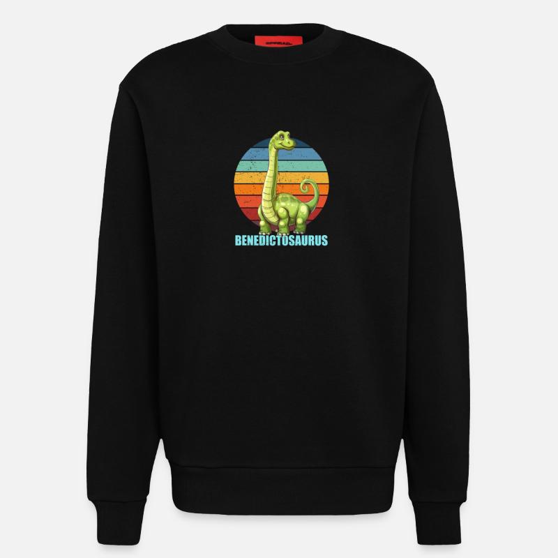 Benedictosaurus Geschenkidee für Benedict - Sweatshirt - made by SPREAD  - SOLID BLACK