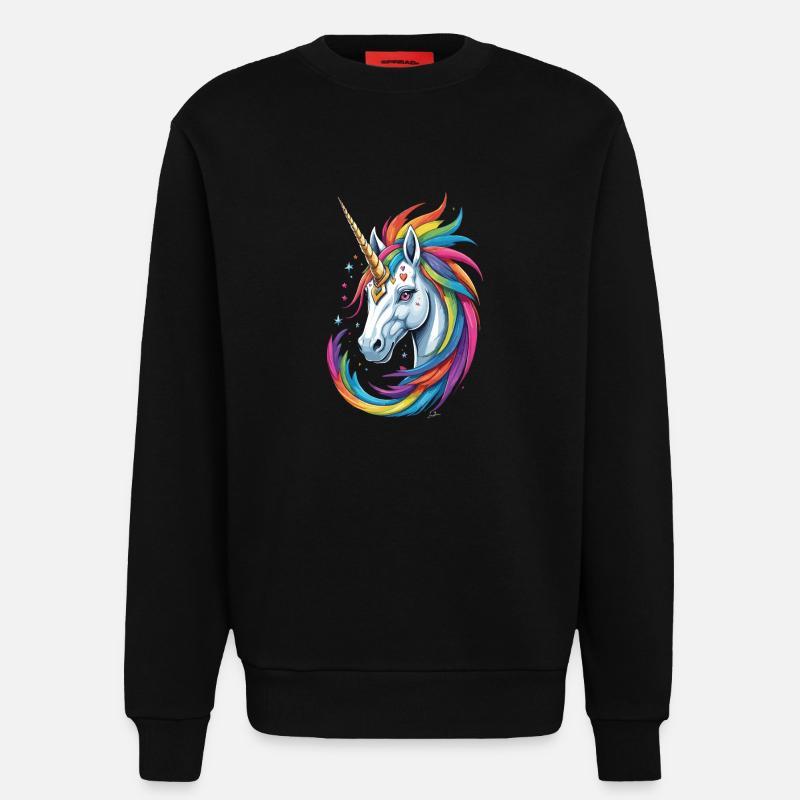 Buntes Einhorn - Sweatshirt - made by SPREAD  - SOLID BLACK