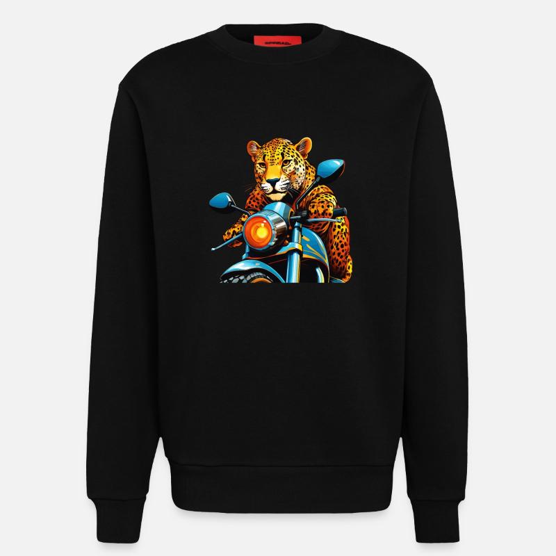 LEOPARD MOTORCYCLE - Sweatshirt - made by SPREAD  - SOLID BLACK