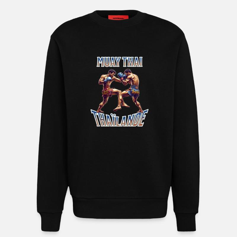 Muay thai , Boxe thaïlandaise - Sweat bio décontracté fabriqué en UE - SOLID BLACK