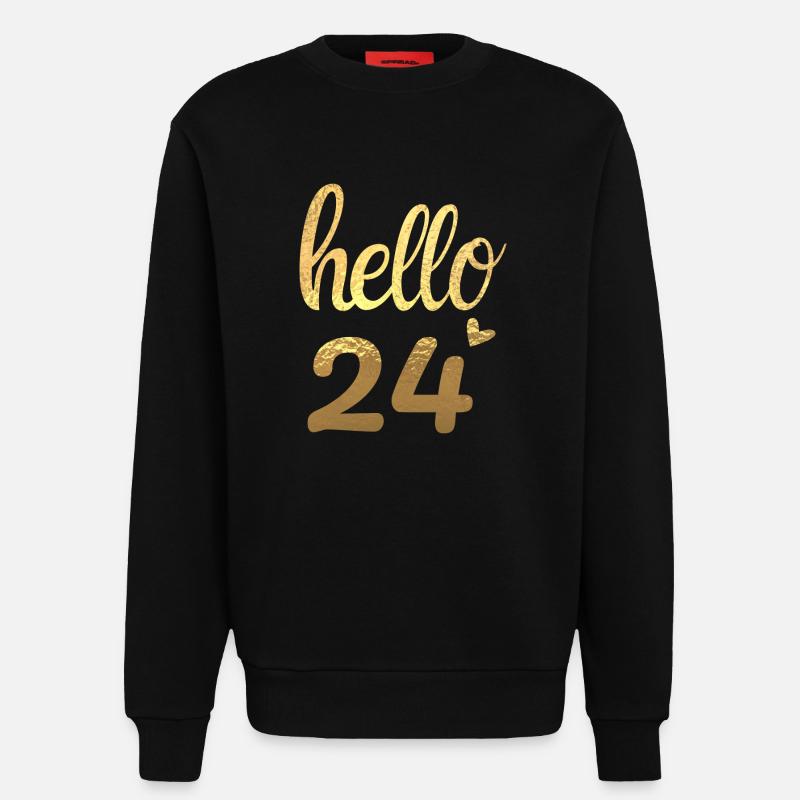 Hello 24 doré - Sweat bio décontracté fabriqué en UE - SOLID BLACK