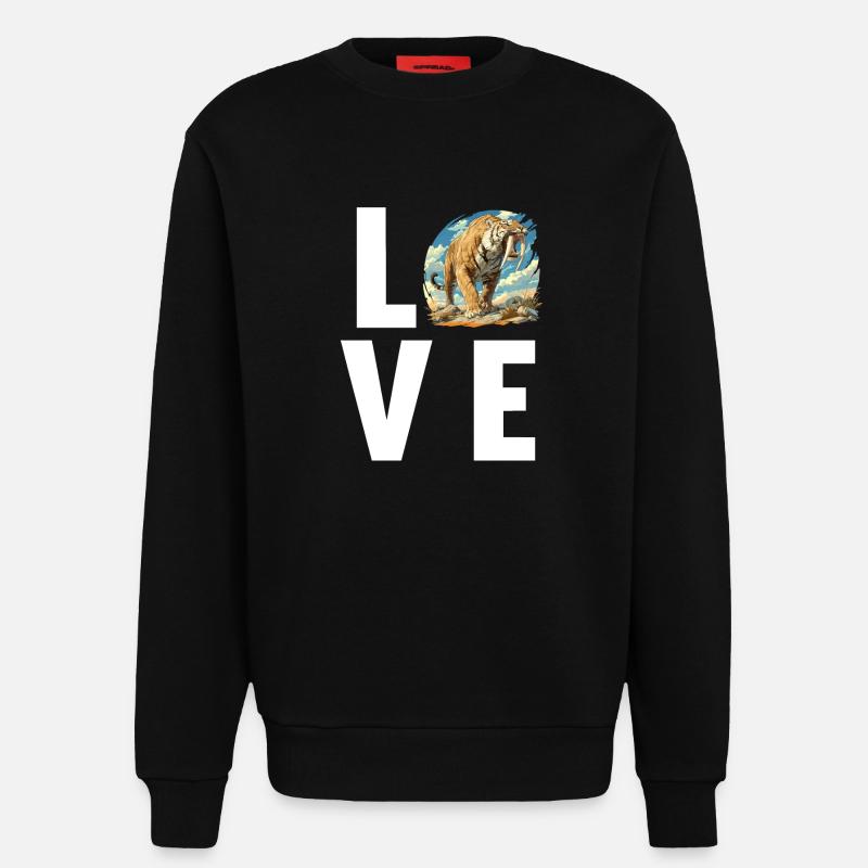Saber-Toothed Tiger Sabertooth Tiger - Sweatshirt - made by SPREAD  - SOLID BLACK