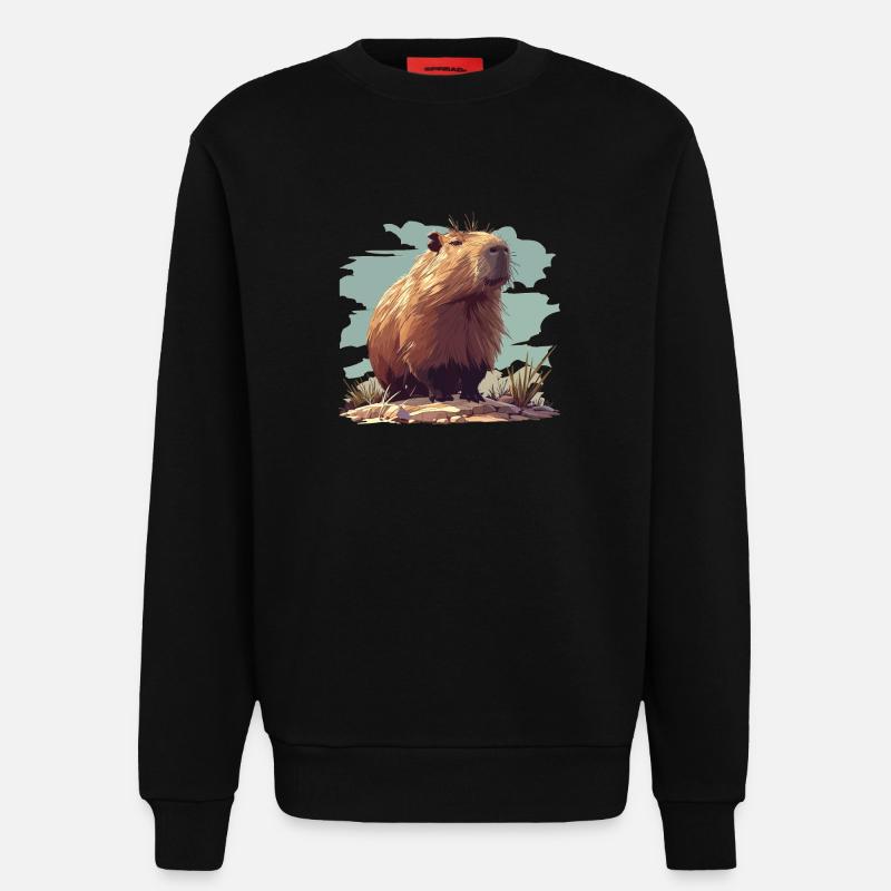 Capybaras Capybara - Sweat bio décontracté fabriqué en UE - SOLID BLACK