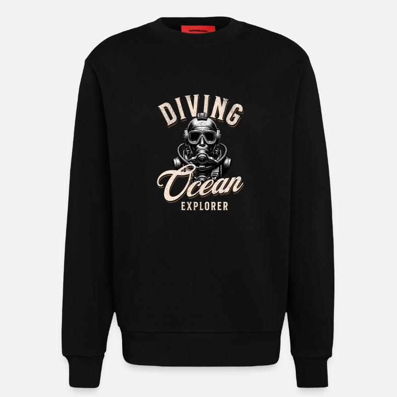 Plongeur Ocean Explorer - Sweat bio décontracté fabriqué en UE - SOLID BLACK