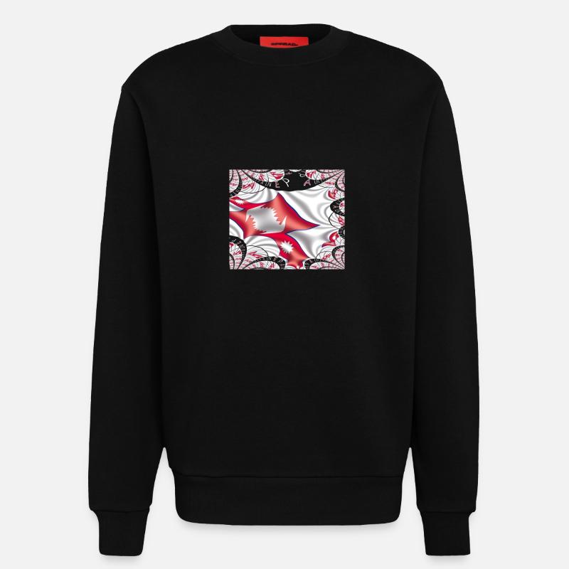 Népal Drapeau Katmandou Harmonie himalayenne - Sweat bio décontracté fabriqué en UE - SOLID BLACK