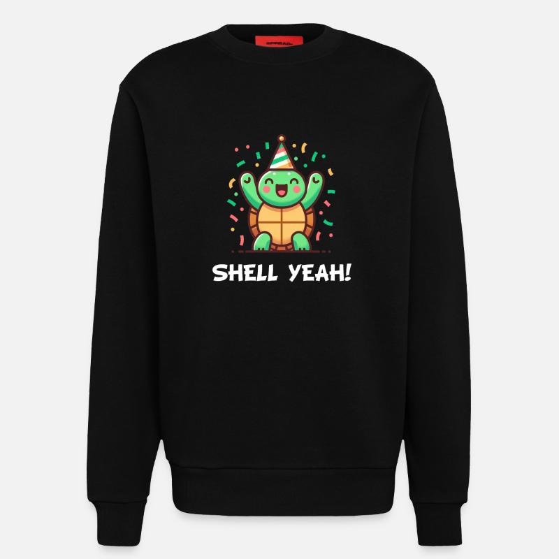 Shell Yeah! Celebration Turtle - Sweatshirt - made by SPREAD  - SOLID BLACK