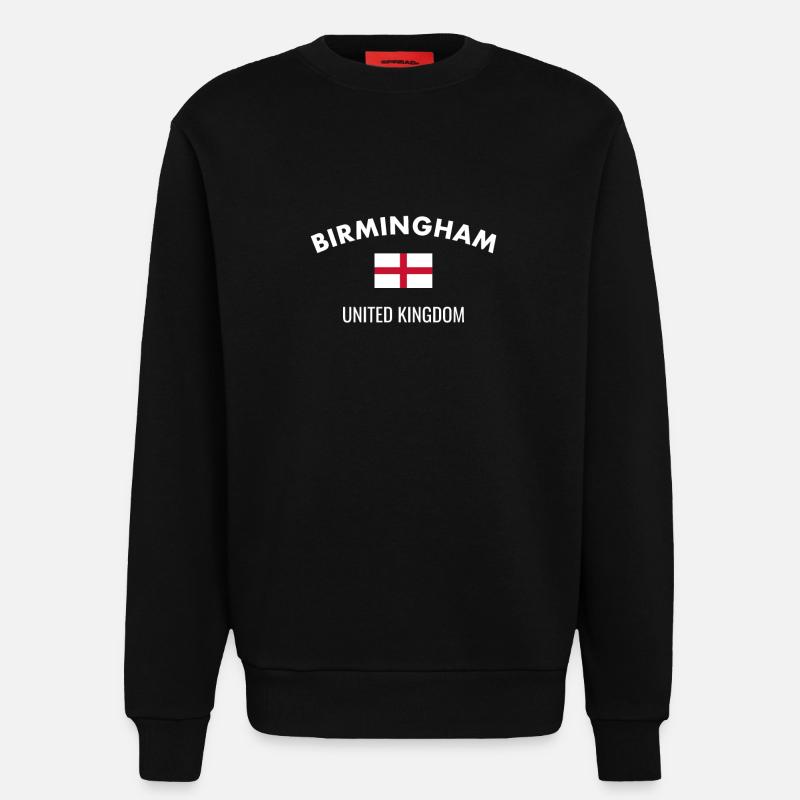 Birmingham Angleterre Drapeau anglais Anglais - Sweat bio décontracté fabriqué en UE - SOLID BLACK