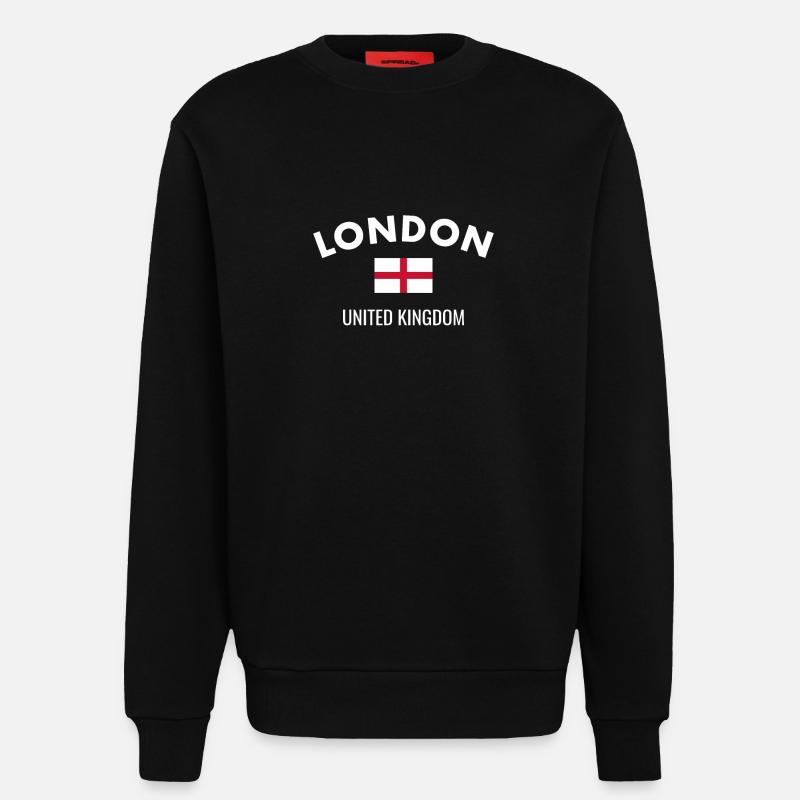 Londres Angleterre Anglais Drapeau Anglais - Sweat bio décontracté fabriqué en UE - SOLID BLACK