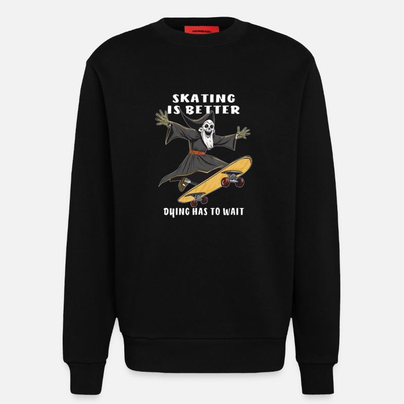 SKATEBOARD SKATING IS BETTER DYING - Sweatshirt - made by SPREAD - SOLID BLACK