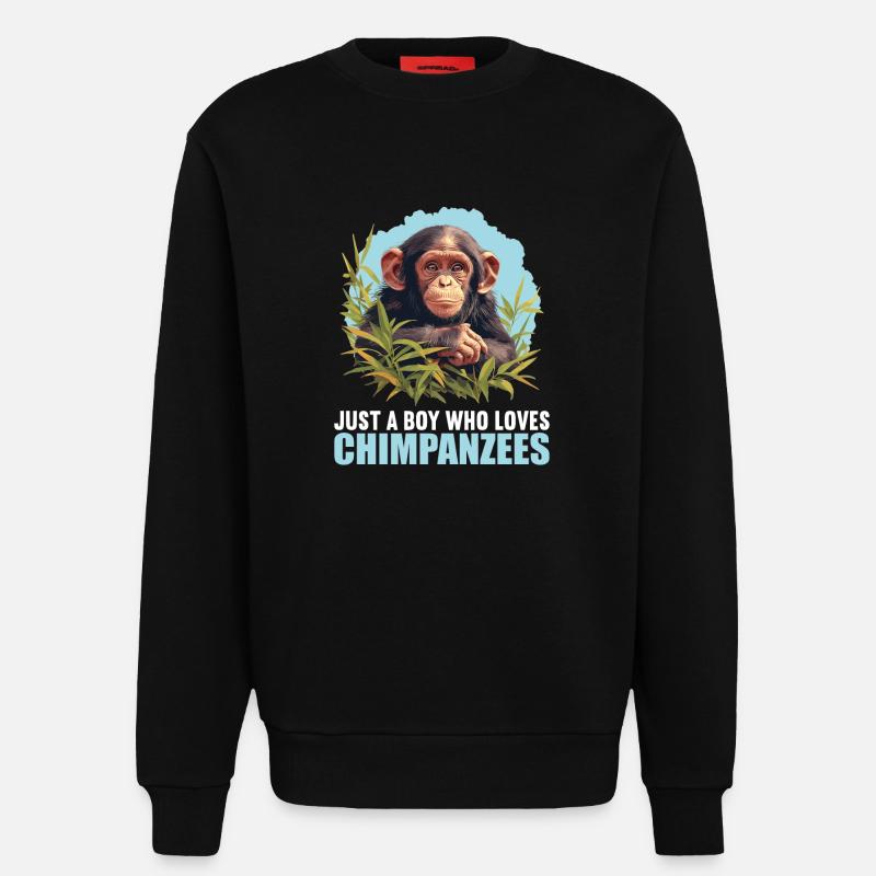 Chimpanzee Schimpansen Schimpanse - Sweatshirt - made by SPREAD  - SOLID BLACK