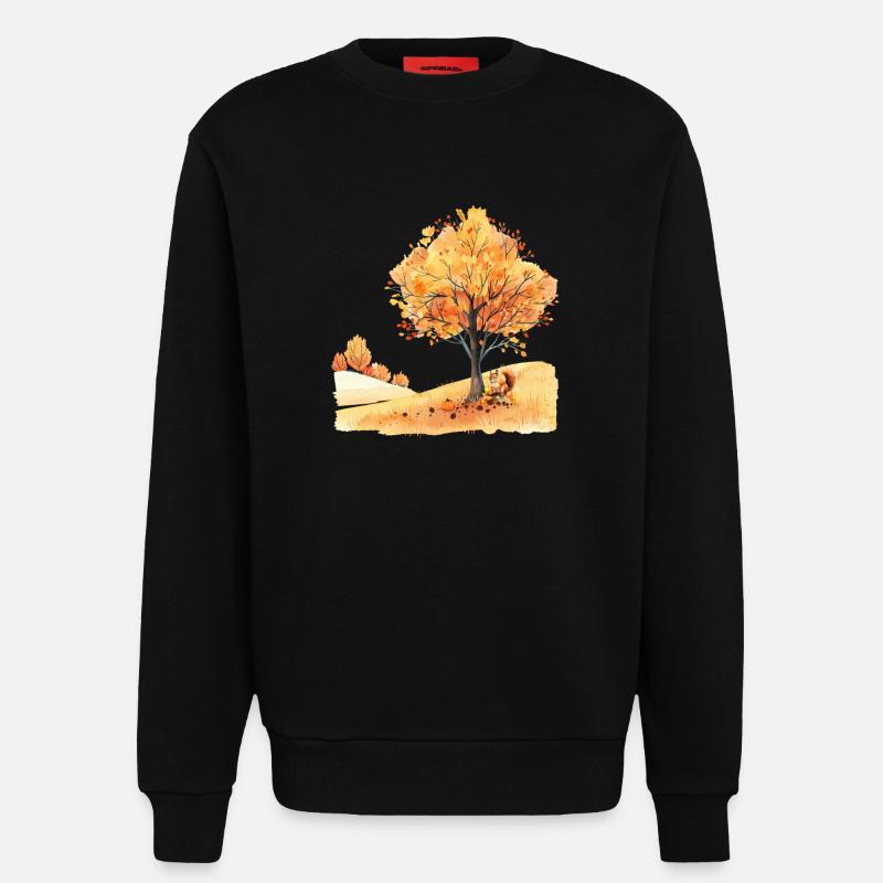 Herbst Eichhörnchen Écureuil d’automne - Sweat bio décontracté fabriqué en UE - SOLID BLACK