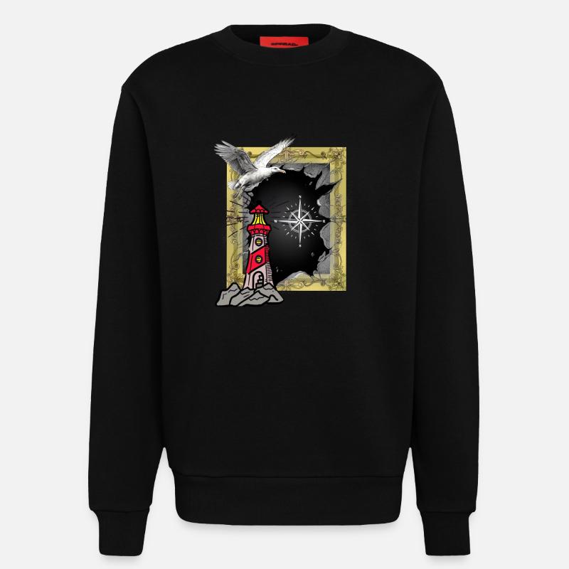 Maritim Leuchtturm Möwe Möwen - Sweatshirt - made by SPREAD  - SOLID BLACK