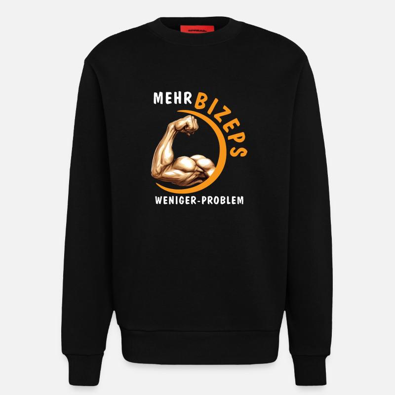MORE BICEPS, LESS PROBLEM - Sweatshirt - made by SPREAD  - SOLID BLACK