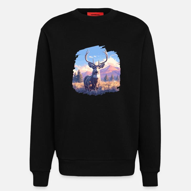 Deer Deer - Sweatshirt - made by SPREAD  - SOLID BLACK